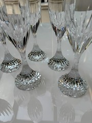 Set of 6 Baccarat Crystal Massena Champagne Flutes Glasses. 8 1/2 inches Tall