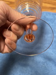 Vintage/antique Etched Pink Depression Optic panel Glass 6 1/2” Stemmed Wine