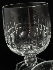 Belfast Bohemia Crystal Wine Glasses Four (4) 5.75″ Cross Cut Faceted Ball Stem