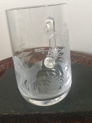 2 Stag & Grouse Etched Crystal Mugs, Queen Anne Wildlife Series?