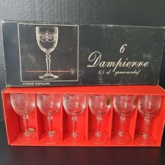 Vtg CRISTAL D’ARQUES FRANCE 24% Lead Crystal Embossed 6-Pc Set Cordial Glasses