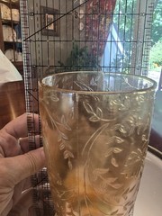 Jeannette Glass FLORAGOLD LOUISA Marigold Iridescent 15 oz Water Tumbler