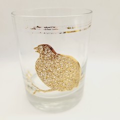 READ 2 WORN GEORGES BRIARD QUAIL PARTRIDGE SET OF LOW BALL GLASSES SIGNED MCM