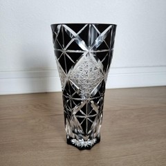 Edo Kiriko Saiho Glass Studio Black Beer Glass Japanese Cut Glass 6643MT