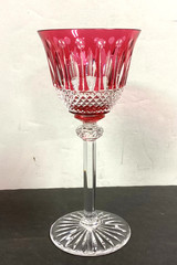 St Louis Crystal ~ TOMMY ~ Red ~ Cut to Clear ~ Water Goblet (s) ~ 7 3/4″