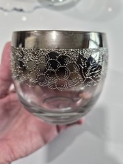 Vtg Vitreon Queens Lusterware Roly Poly Silver Fade Embossed Glassware Set of 6