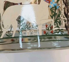 (2)Vintage Cera Hunt of the Unicorn Tapestry Rocks Whiskey Cocktail Glasses EUC