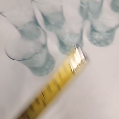 Libbey 8 ounce Aqua Blue Clear Drink Glasses Bubble Bottom Base Flared Rim (8)