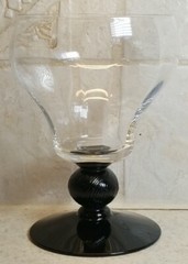 Vintage Black & Clear Fry FRY1 Optic Bowl Water Goblet 5 1/4″ Twisted Ball Stem
