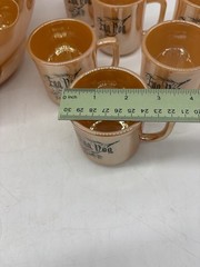 Vintage MCM Fire-King Ware Peach Luster Egg Nog 14 pc Set Bowl/Stand/12 Mugs