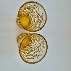 Anchor Hocking Amber Lido Milano Juice Glasses Bumpy Crinkle Vintage Set of 2 4″