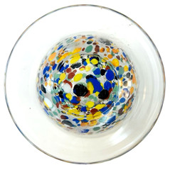 MURANO Italy White Crystal Cocktail Tumbler Wine Goblet Confetti – Set Of 2
