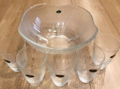 KAGAMI CRYSTAL Glass Bowl(22×8.5cm/8.66×3.34″)/Glass*5(9×6.5cm/3.54×2.55″) set