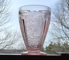 Vintage Cherry Blossom Pink Depression Glass Tumbler Jeannette