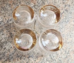 MCM Set of 4 Homer Laughlin 22K Golden Wheat 4 oz Juice Glasses 4″