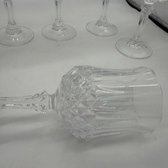 Set of 7 Vintage Cristal D’Arques-Durand Longchamp Crystal Wine Glasses 6.5” H