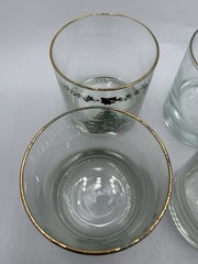Vintage Christmas Tree Glass Lowball Tumblers Set Of 6 Rocking Horse Angel