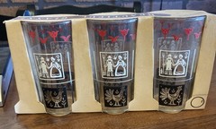 Set 3 MCM Vtg Anchor Hocking ButterPrint Amish Colonial Dutch Tumblers NOS