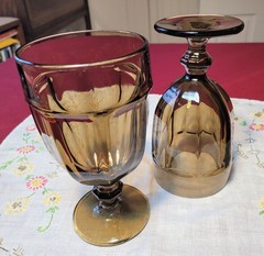 [RETIRED] 2 LIBBEY Duratuff *GIBRALTAR MOCHA* 7″ BROWN Iced Tea GOBLETS 2007-09