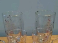 7-Mid Century Retro Pink Turquoise Gold Floral Barware 2 Tall & 5 Short, Rare