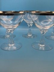 Fostoria Wedding Ring Set of 5 Sherbet Champagne Glasses 4.25″ tall Vintage