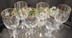 6 Vintage Fostoria CLASSIC GOLD Rim Crystal Water /Iced Tea/Beverage Glasses Set