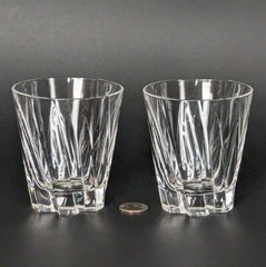 2 Mikasa Crystal Impression 4″ Old Fashioned Rocks Low Ball Glasses Barware MINT