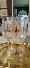 Arcoroc Luminarc Octime Clear Stem 4 Champagne Glasses Flutes 8.75″ 4 oz. France