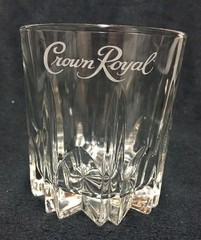 Crown Royal Old-Fashioned Rocks Glass. Italy, Starburst Base Etched Logo
