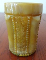 *HOLLY BEADED PANELS CARAMEL SLAG 12 OZ TUMBLER JOE ST. CLAIR-B126-E