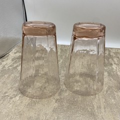 Vintage Peach Panel Textured Drinking Glasses 5” tall 10 Ounce Set of 2