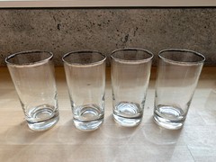 Vintage Silver Rim Clear 5.5″ Tumbler Drinking Glasses – Qty 4
