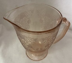 Florentine #1 Pink Pitcher Footed 6.5″ 36 oz Hazel Atlas Glass Company