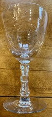 Set 4 Crystal Wine Goblet Glasses Etched Pinwheel Starburst Geometric Stem