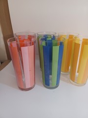 Vintage Summertime Rainbow Striped Set Of Six Tumblers Pre-owned 6.5 Inches