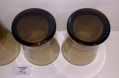 4 Anchor Hocking Linden Smokey Brown Tawny Glass Flared Tumblers Lowball Vintage
