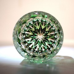 Vintage Green Whiskey Glass Hand Cut Crystal Rock Glasses 12oz Birthday Gift