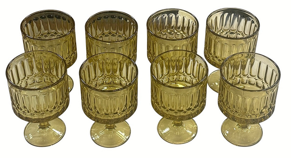INDEPENDENCE SCULPTURAL TOPAZ MCM WATER GOBLETS SET OF 8