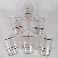 Bartlett Collins Golden Grape Clear Frosted Juice Glasses 4oz Set of 6 Vintage