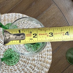 6 Vintage Green Stemmed, Clear Glass Etched Grapes And Leaves 5 Oz Wine Glasses