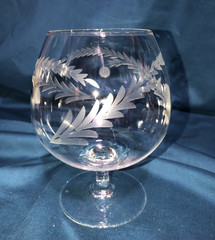 Pine Cone & Leaves Cut Crystal Brandy Snifter