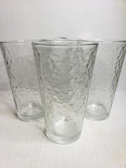 Libbey Textured 16oz Clear Glass Tumblers Pebbled Effect Tea Water Set Of 4