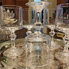 Vintage «Vendome Uni» Knob in Stem Flat Wine Glasses by Cristal D’Arques