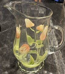 Princess House – Cottage Tulip – Hand Painted Flowered pitcher 11”