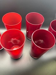 Scarlet Ruby and Dark Red Mouth Blown Glasses from China – Set of 6