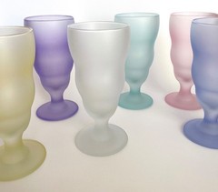 Vintage Set of 6 Libbey Watusi Soda Fountain Satin Frosted Fundamentals Glasses