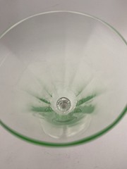 Vintage Cambridge Goblet Glass Bar Uv Reactive Glows Green Uranium 7”