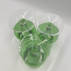 Set of 3 Vintage Mid-Century Modern Green Stemmed Glasses – Hand Blown Art Glass