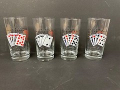 4 Mid Century 1960’s Highball Glasses Poker Hands