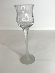 Hand Blown Art Glass Cordial Tulip Bowl Frosted Stem Vintage